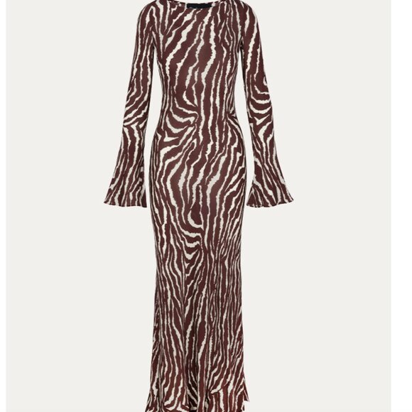 Realisation Par Brown and White Zebra Print Maxi Dress